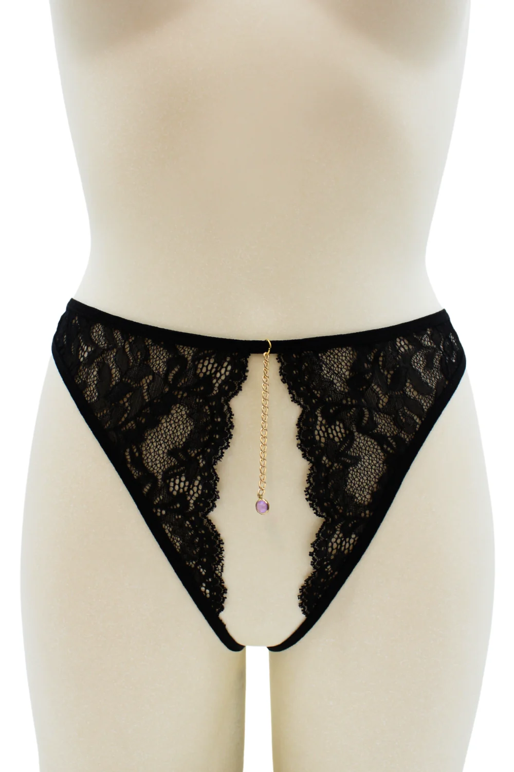 Schwarze Schnur mit Schmuck in zufälliger Farbe und goldener Kette - PA05MBLK – Bild 2