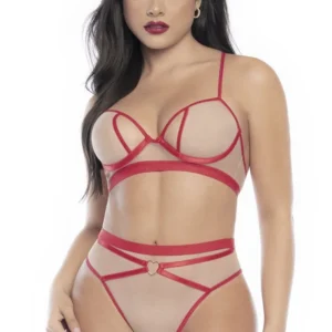 Zweiteiliges Set Hautfarben und Rot – MAL8820NRE