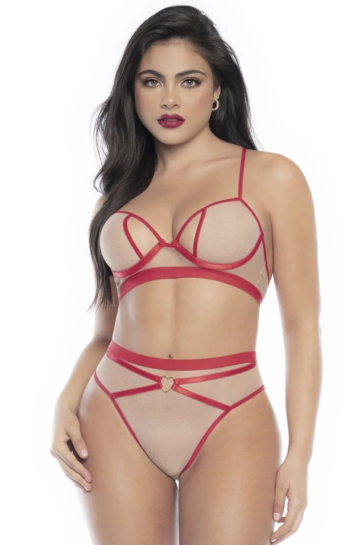 Zweiteiliges Set Hautfarben und Rot - MAL8820NRE