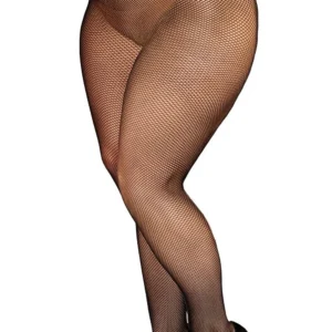 Netzstrumpfhose in Übergröße, feines Netz, schwarz – DG0542XBLK