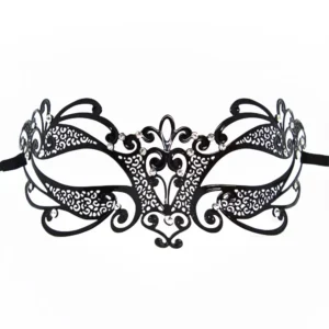 Venezianische Maske Gaia starr schwarz mit Strass – HMJ-061BK