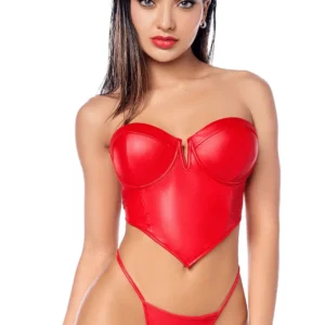 2-teiliges Set aus glattem rotem Kunstleder – MAL2809RED