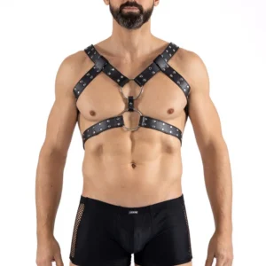 Männergeschirr aus Kunstleder mit Riemen, die durch große Ringe verbunden sind – LM302412150 Männergeschirr aus Kunstleder mit Riemen, die durch große Ringe verbunden sind – LM302412150