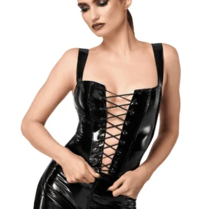 F379 Dominae Corset Top en PVC lacé sur l’avant