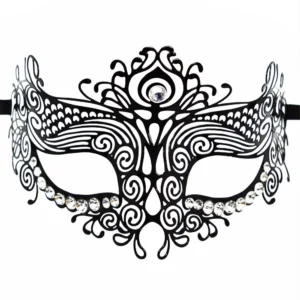 Venezianische Maske Ornella starr schwarz mit Strass – HMJ-031BK