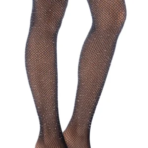 Schwarze Netzstrümpfe mit Strass – MAL1124BKRH