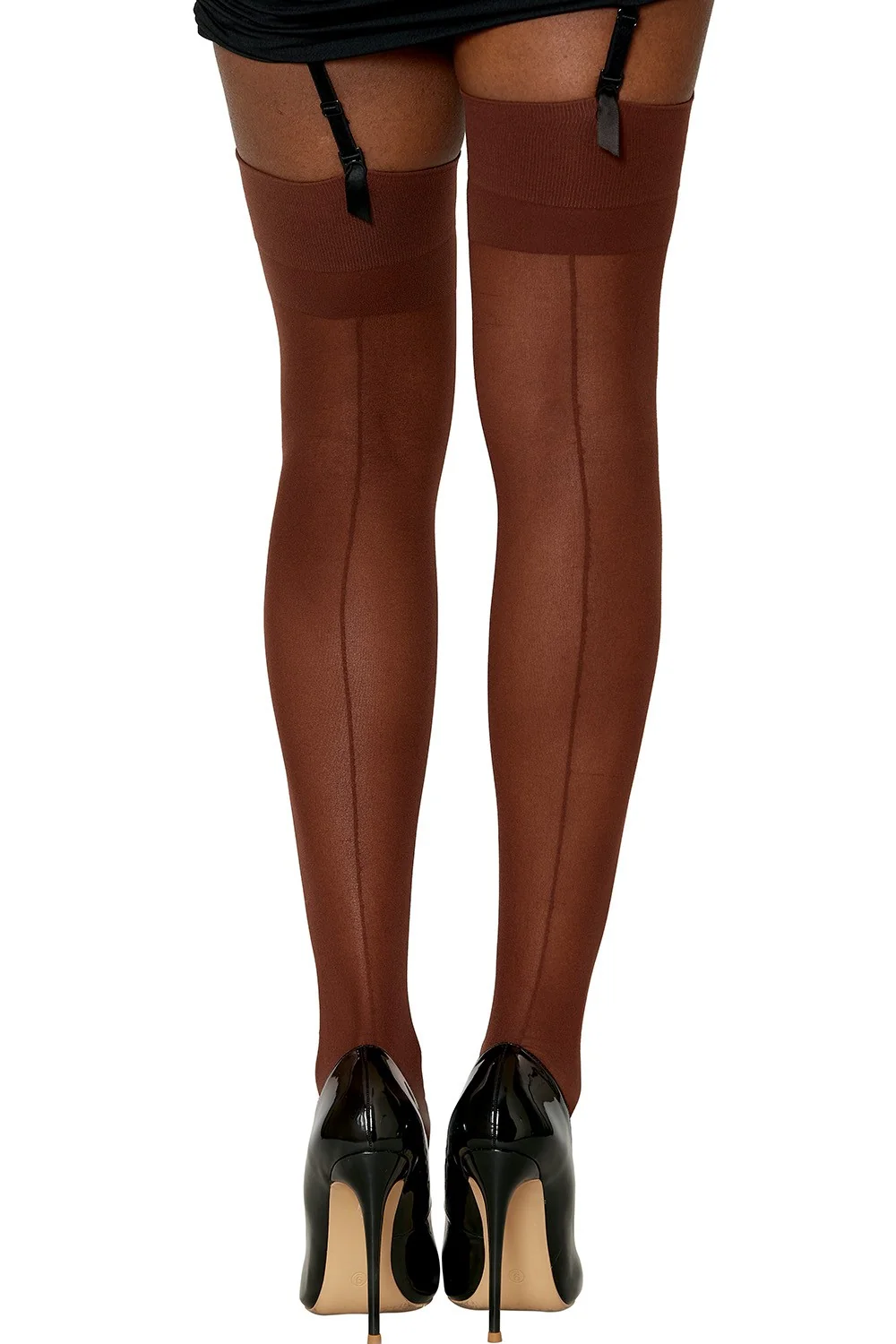 Nylon-Strümpfe mit Strapsen in Kaffeefarbe - DG0007ESP – Bild 2