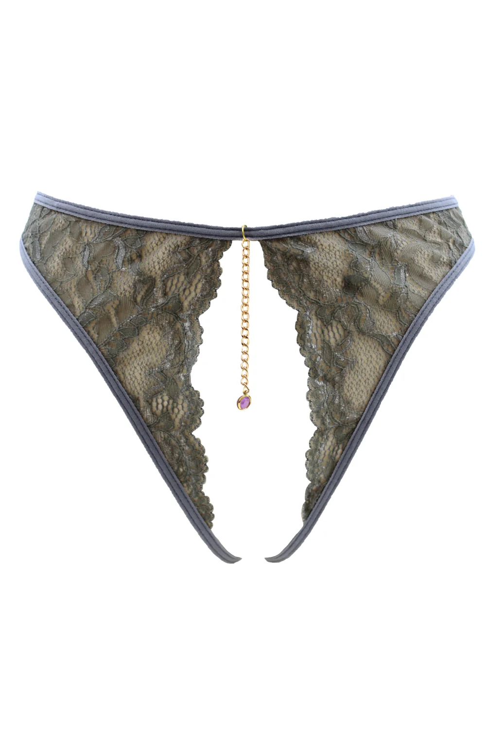 Graue Schnur mit zufälligem Schmuckstück und goldener Kette - PA05MGREY – Bild 6