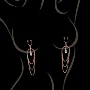 Brustschmuck mit 3 roségoldenen Kettchen und einer Perle – SO-0187