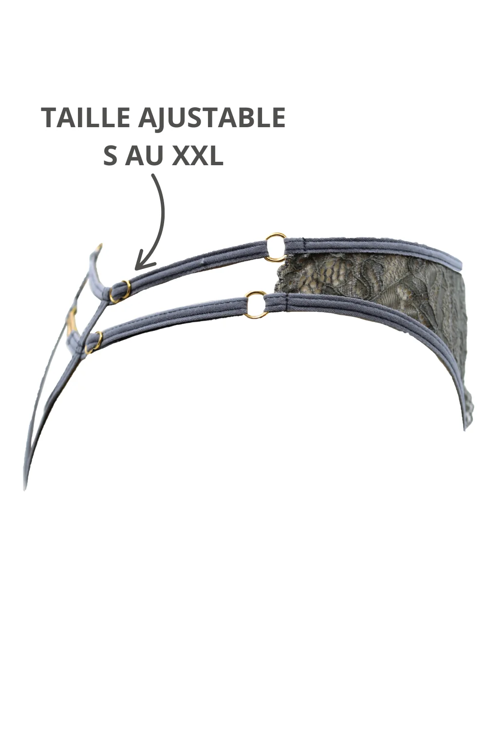 Graue Schnur mit zufälligem Schmuckstück und goldener Kette - PA05MGREY – Bild 9