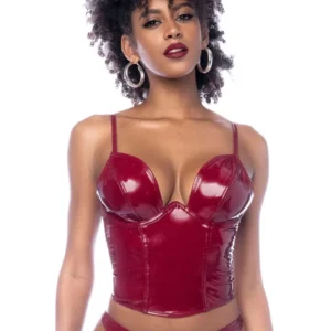 Zweiteiliges Set aus bordeauxfarbenem Vinyl – MAL2761GLWN