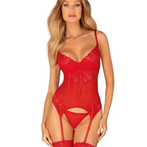 Ingridia corset et string – Rouge