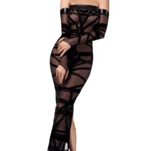 F358 Bondesque Opera Robe longue épaule décolletée