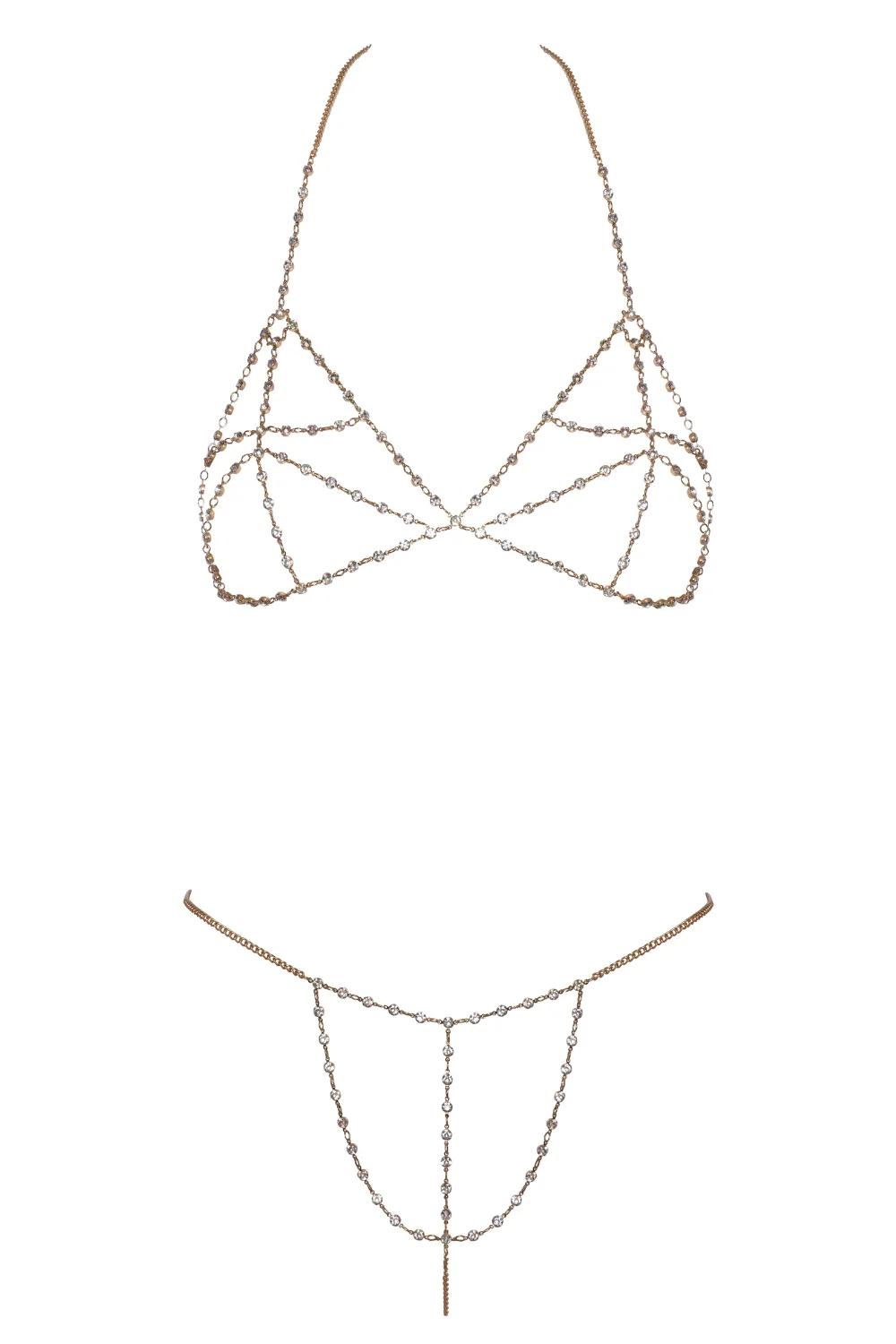 BH und String mit goldenen Kettchen und schillernden Strasssteinen - R24505186001 – Bild 2