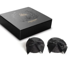 Cache-tétons Burlesque Noeud et Paillettes – Noir