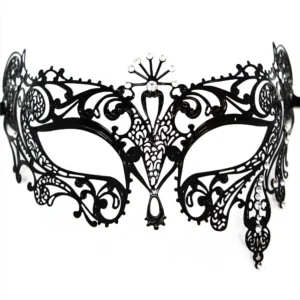 Venezianische Maske Bianca starr gold mit Strass – HMJ-047BK