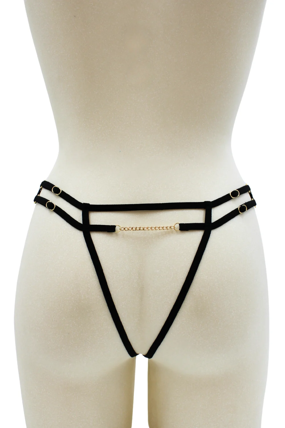 Schwarze Schnur mit Schmuck in zufälliger Farbe und goldener Kette - PA05MBLK – Bild 3