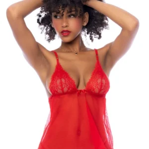 Kurzes rotes Negligé und passender String – MAL7562RD