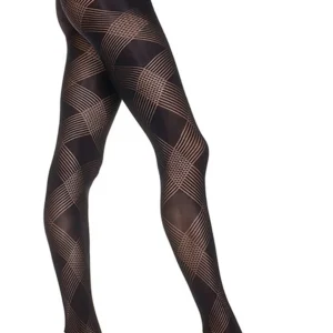 Transparente schwarze Strumpfhose mit Rauten – MH7235BLK