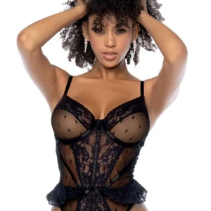 Schwarzer Body mit Korsett-Illusion – MAL8885BLK