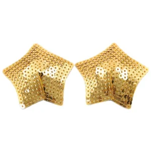 Paar klebende Brustwarzenabdeckungen mit glitzerndem goldenen Paillettenstern – NP-2016
