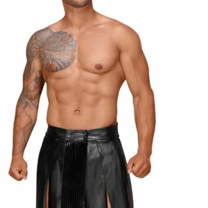 H053 Jupe gladiateur pour homme en cuir écologique avec plis en PVC H053 Jupe gladiateur pour homme en cuir écologique avec plis en PVC