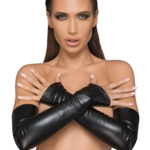 F213 Gants sans doigts en cuir écologique élastique