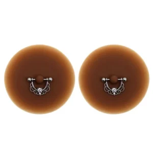 Paar Brustwarzenpiercing Halbkreis Stab falscher Diamant dunkle Haut – XP008F