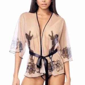 Sexy Bademantel aus transparentem Netzstoff mit String – MAL7615NUBK Sexy Bademantel aus transparentem Netzstoff mit String – MAL7615NUBK