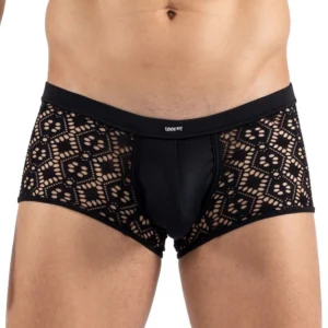 Schwarzer Boxer mit gesticktem Netz Shinny – LM2407-67BLK