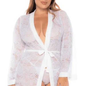 Großer Spitzenbademantel in Weiß – MAL7611XWHT Großer Spitzenbademantel in Weiß – MAL7611XWHT