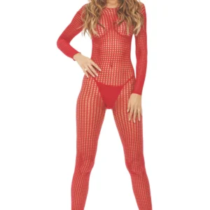 Roter Bodystocking mit offenem Schritt – REN7108-RED