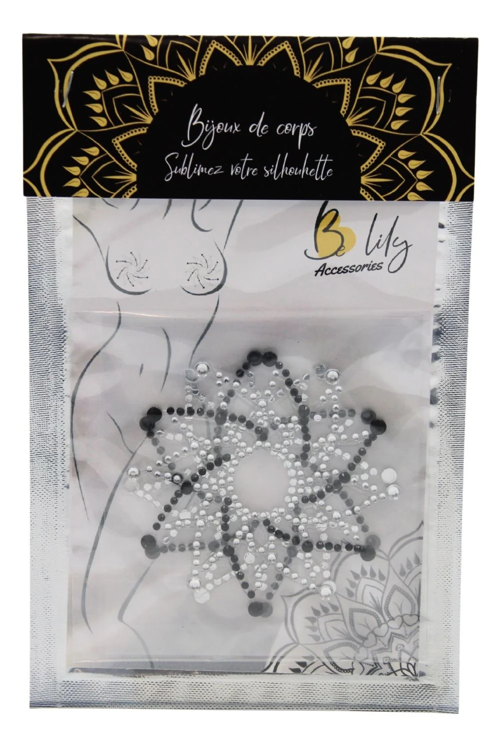 Paar schwarze und weiße Strass-Nippelabdeckungen - NP-1020BLK – Bild 2