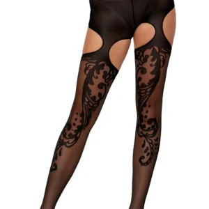 Fantasiestrumpfhose mit hohem Beinausschnitt – DG0438BLK