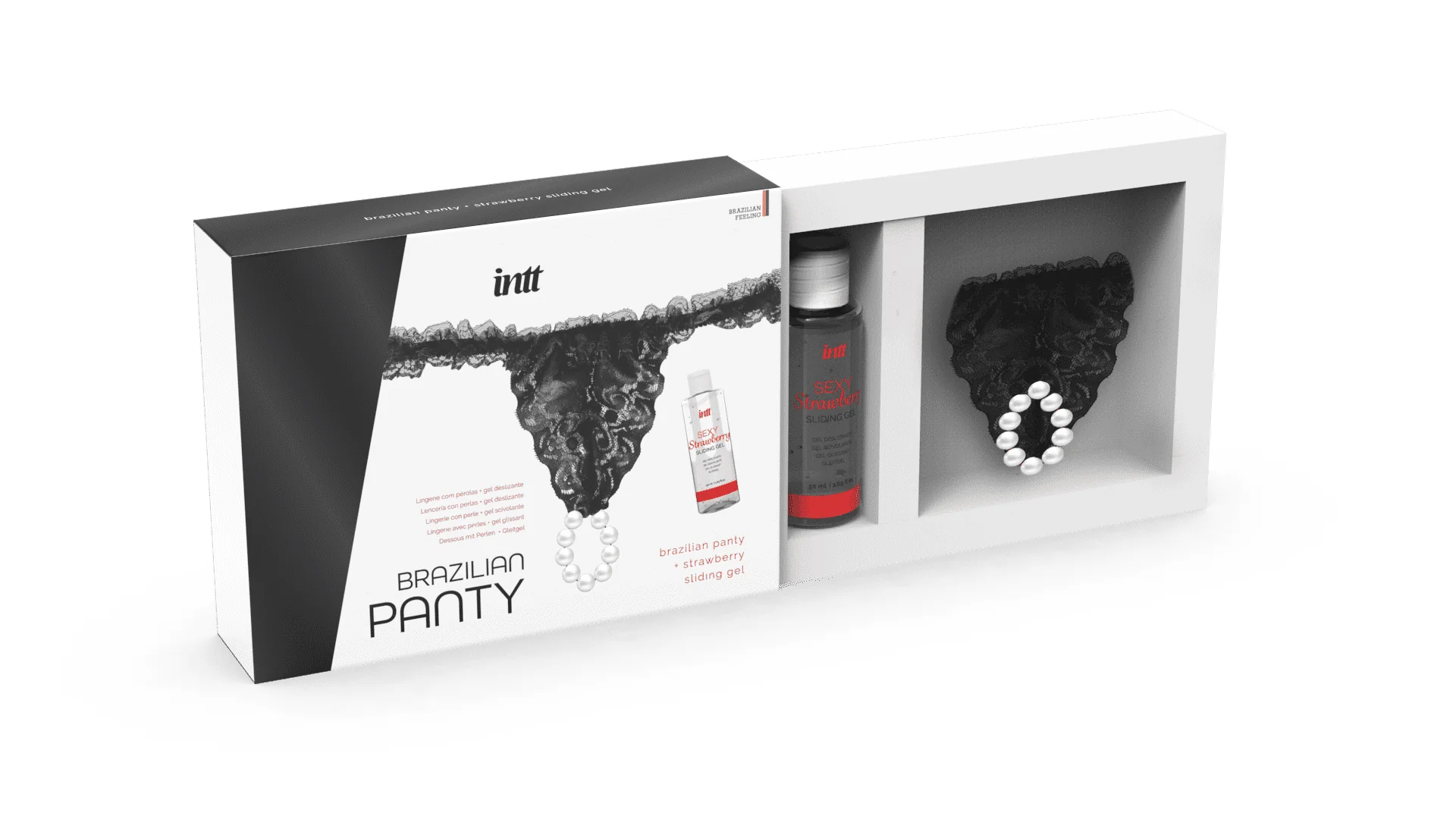 schwarze brasilianische String feine Spitze Perlenring unvergleichlicher erotischer stimulierender sinnlicher intimer Momenten wasserbasiertes Gleitgel Erdbeergeschmack verführerisches – Bild 2