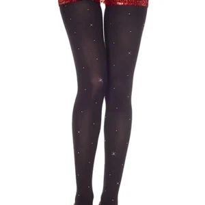 Schwarze, blickdichte Strumpfhose mit kleinen Glitzern – MH37002BLK