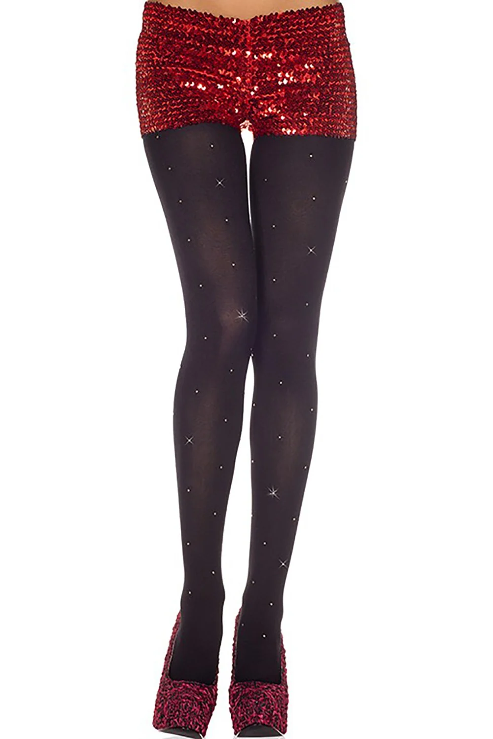 Schwarze, blickdichte Strumpfhose mit kleinen Glitzern - MH37002BLK