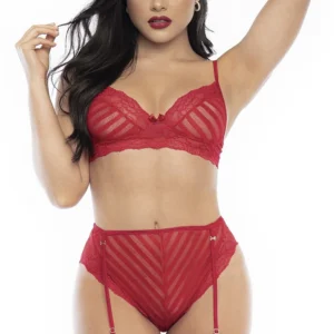 Zweiteiliges Set aus roter Spitze – MAL8815RED
