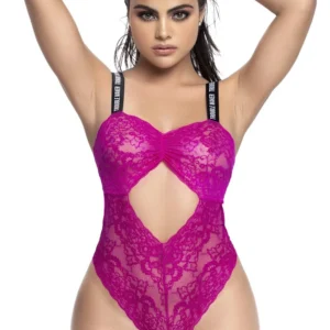 Rosa Body aus floraler Spitze mit breiten elastischen Trägern – MAL8693HPK