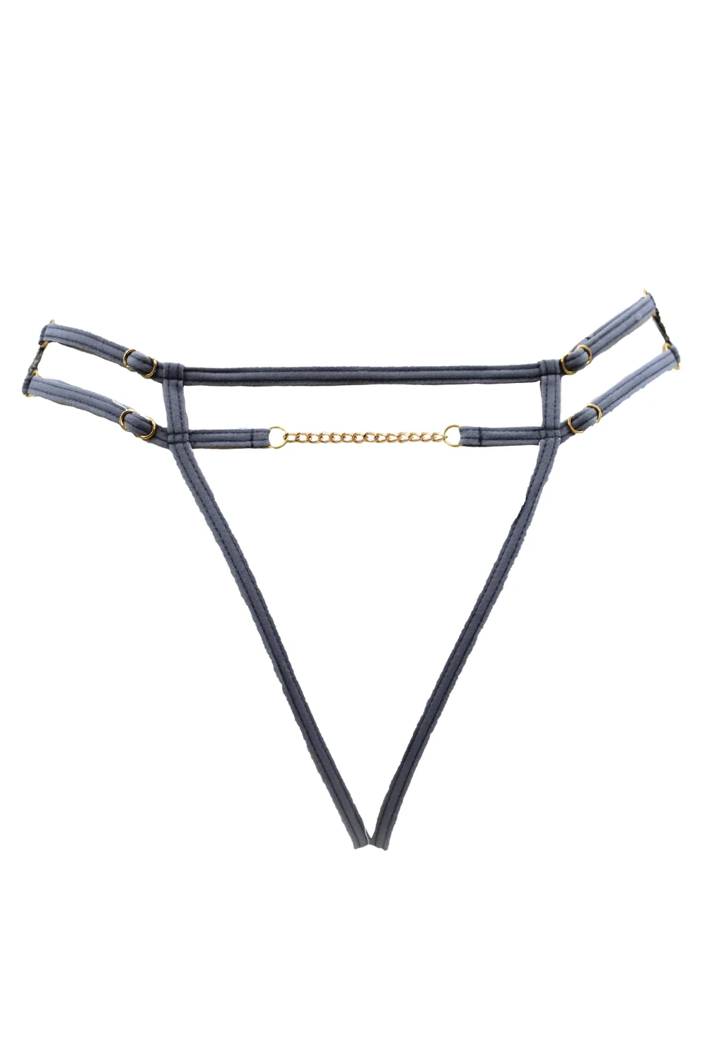 Graue Schnur mit zufälligem Schmuckstück und goldener Kette - PA05MGREY – Bild 8