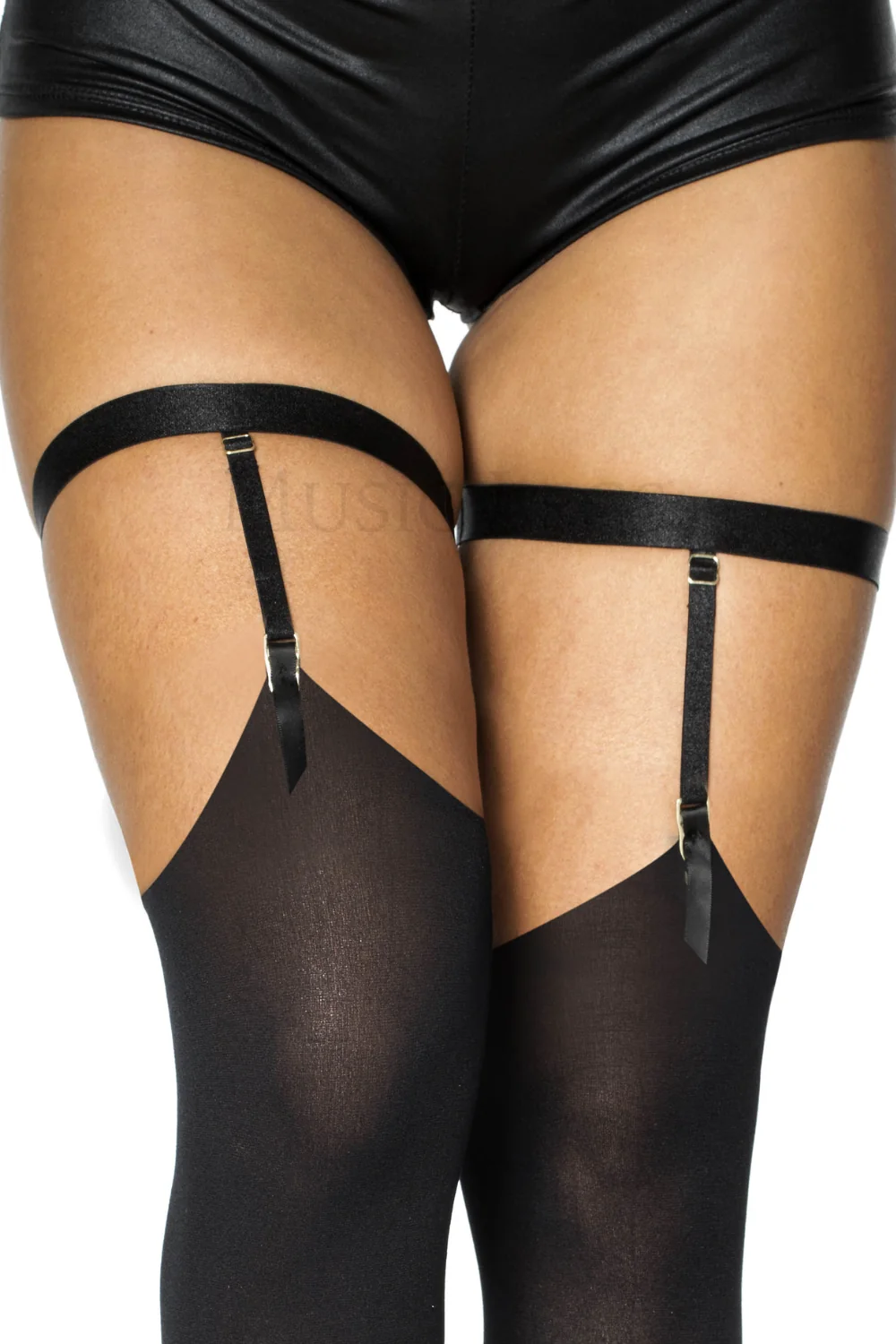 Schwarzer glänzender Strumpfhalter - MH43005BLK – Bild 2