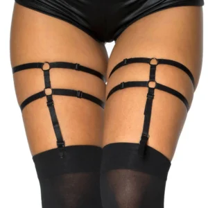 Schwarzer glänzender Strumpfhalter im Harness-Stil – MH43006BLK Schwarzer glänzender Strumpfhalter im Harness-Stil – MH43006BLK