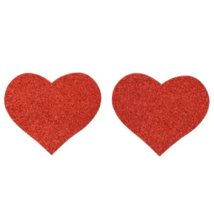 Paar rote glitzernde Herz-Nippelabdeckungen – NP-1049RED