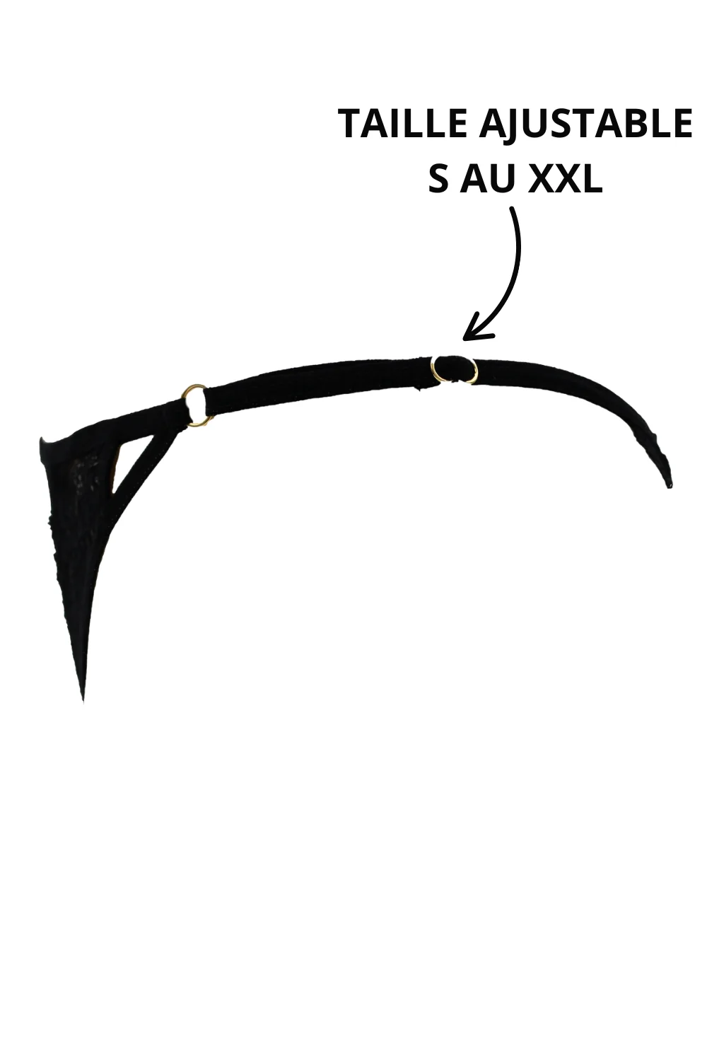 Schwarzer Spitzen-Tanga mit goldenen Rauten-Schmuck - PM01GBLK – Bild 9