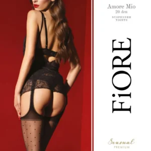 Amore Mio Bas jarretelles 20 DEN –  Noir – Qualité premium