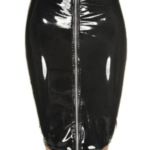 Schwarzer Vinylrock mit Reißverschluss – ML189BLK