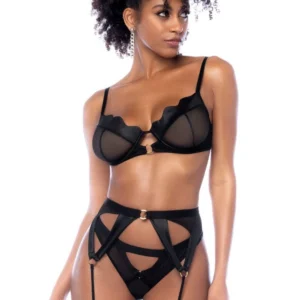 3-teiliges Set in schwarzem Wetlook – MAL2767WBLK