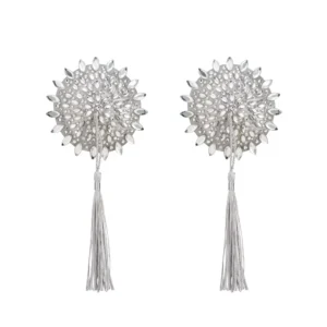 selbstklebend wiederverwendbar rund kristallbesetzt glitzernd zart sexy verspielt quaste fließend elegant hautfreundlich diskret zweiteilig partyaccessoire